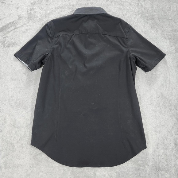 Buttercloth Shirt Mens Small Black Moon In Black Short Sleeve Button Up Casual - Picture 3 of 15